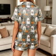 thumbnail image 6 of Women's Halloween Pajama 2 Piece Sets Witch Hat Bat Short Sleeve Lapel Collar Spooky Blouses Matching Candy Pumpkin High Waist Funny Shorts, L, 6 of 6