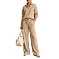 thumbnail image 3 of Basysin Women Half Zip Pullover Sweatshirt Wide Leg Pants Two Piece Outfit Set Loose Comfort Tracksuit Soft Loungewear Sweatsuit, 3 of 6
