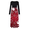 thumbnail image 4 of ICHUANYI Liquidación Vestido maxi informal de playa con cuello redondo y manga con estampado navideño para mujer ICHUANYI WER202308247139, 4 of 5