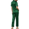 thumbnail image 3 of INSPIRAR CHIC Conjunto de Pijamas de Mujer de Dos Piezas con Camisa de Botones y Pantalones de Noche, L Verde Oscuro, 3 of 6