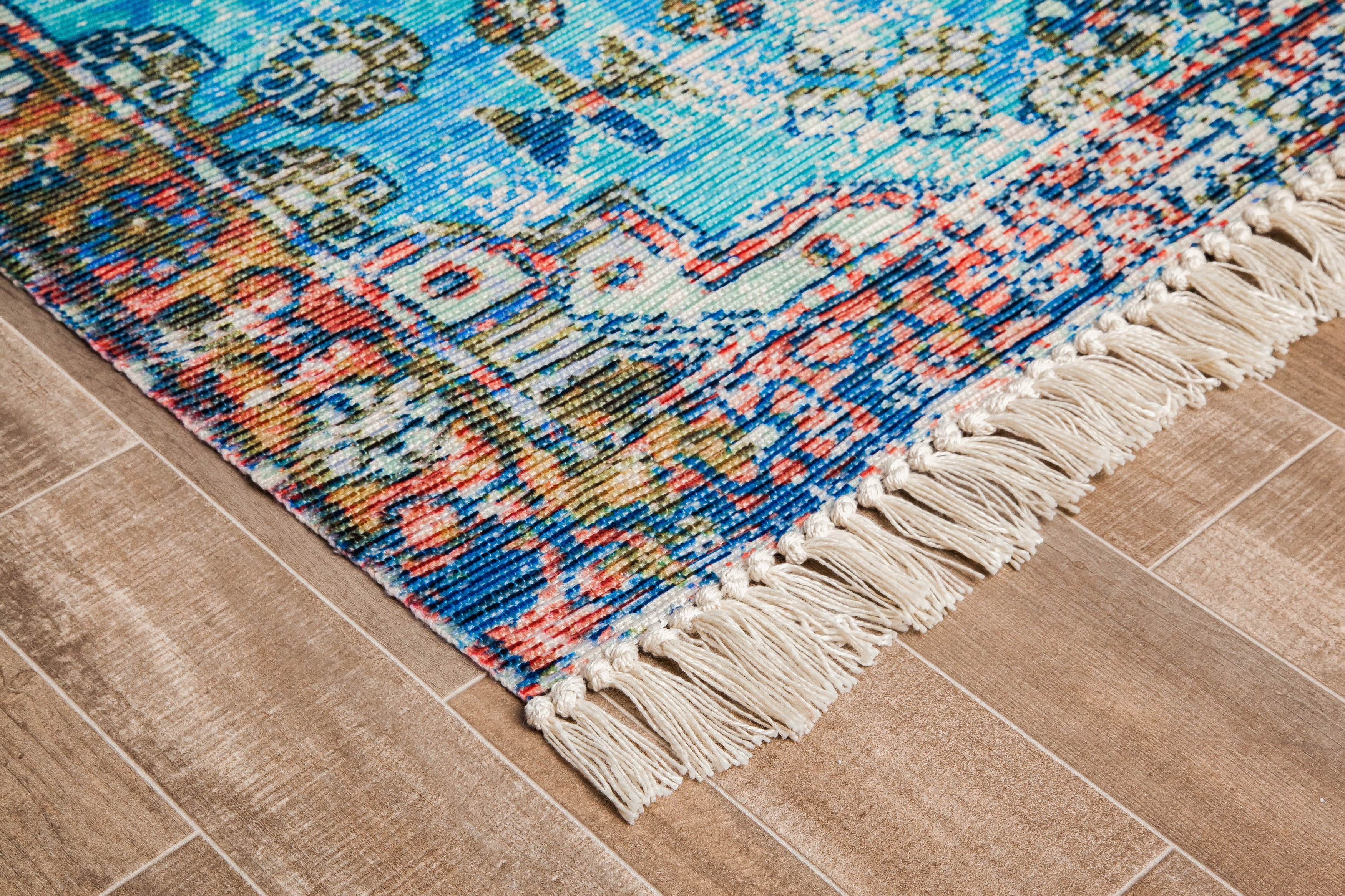 Nourison Feather Soft Contemporary Ivory Blue Area Rug