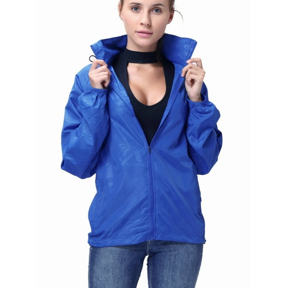 FALEXO Men Womens Skin Rain Jacket Waterproof Lightweight Hooded Windbreaker Active Outdoor Rain Coat