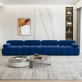 thumbnail image 1 of bokifol 139"Modern Sectional Sofa,Suede Fabric Modular Couch,4 Seats Oversized Sofa for Living Room,Blue, 1 of 4