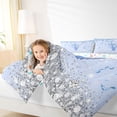 thumbnail image 3 of Erosebridal Blue Sparkle Sequins Print Full Size Comforter Sets for Girls, Monogrammed V Bedding Sets, Colorful Stars Reversible 3 Pieces, 1 Comforter and 2 Pillowcases, 3 of 6
