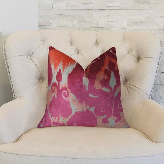 Plutus Velvet Bliss Coral Handmand Throw Pillow, (Double sided 12" x 20")