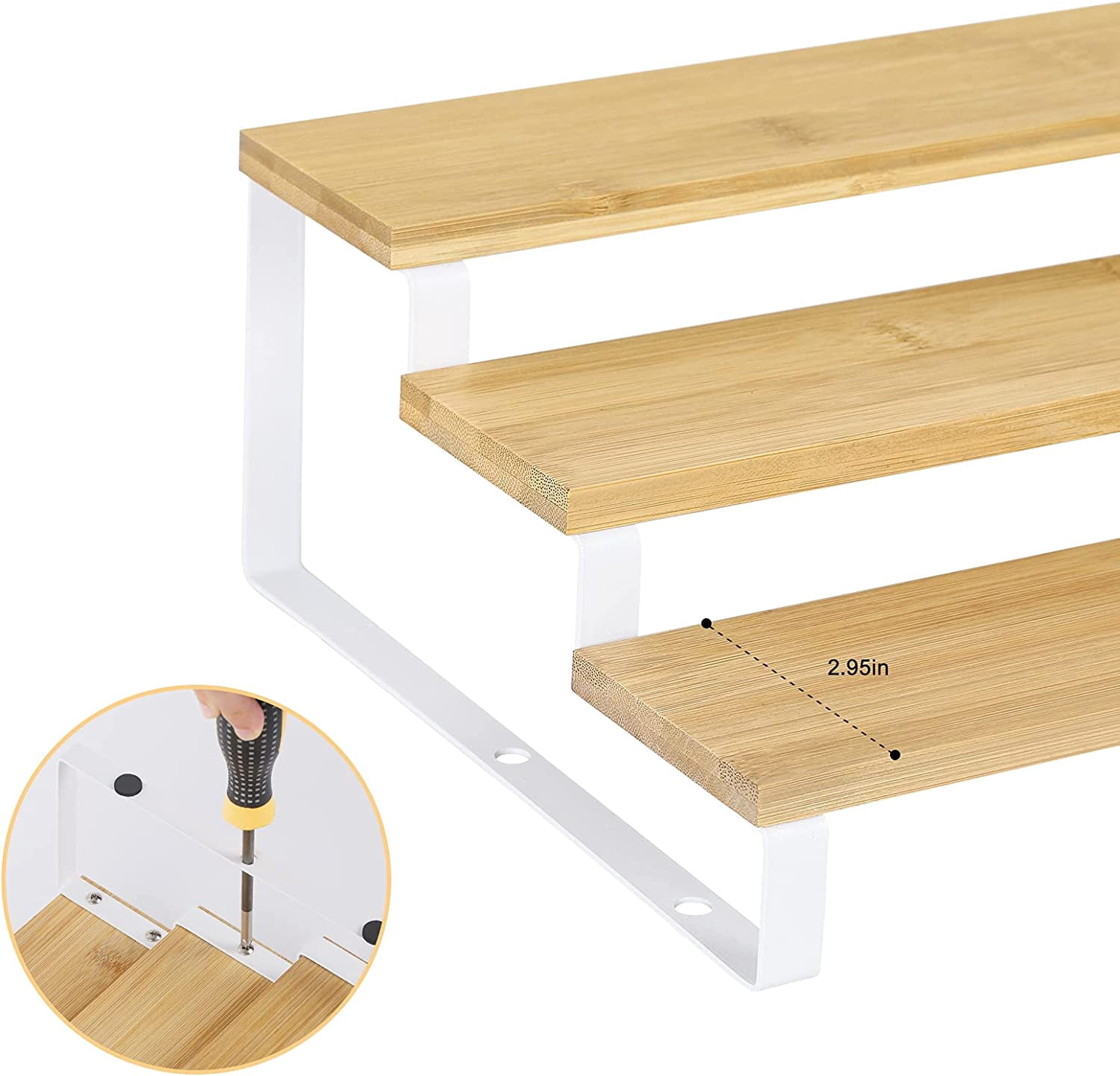 CiWiVOKi 3 Tier Expandable Spice Rack Organizer - Adjustable Shelf For Cabinet, Pantry, Countertop Storage