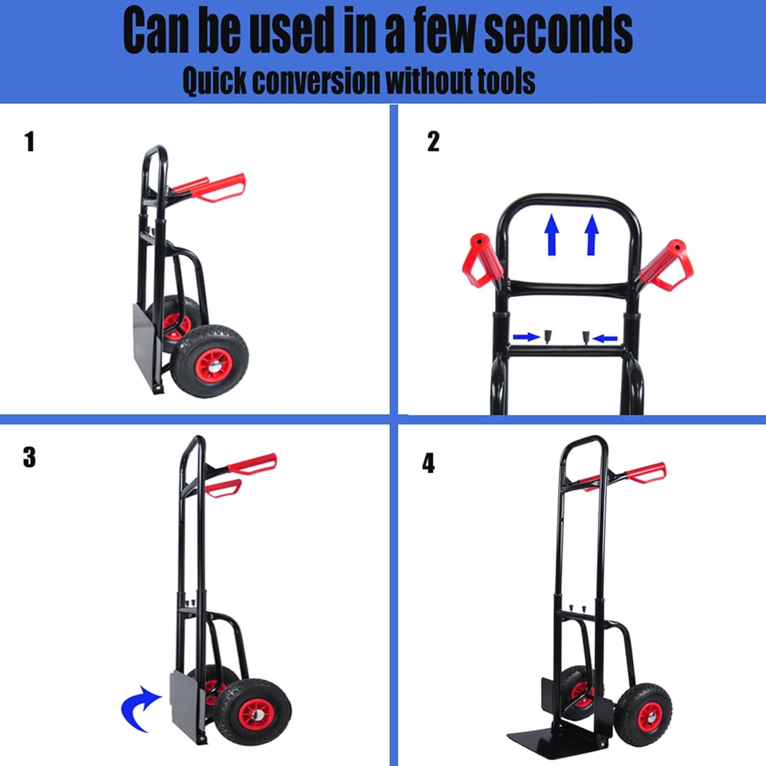Heavy Duty Steel Hand Truck with Double Handles 330 lb Capacity Trolley