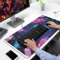 thumbnail image 2 of Long Mouse Pads for Desk,Neon Feather with Dots Pattern Desk Mats on Top Of Desks, Desk Mouse Pad Extra Large with 3mm Non-Slip Base and Stitched Edge for Gaming,Office,Work,Home 31.5"x15.7", 2 of 6