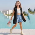 thumbnail image 2 of Rggeeun Toddler Girls Blouse Boho Hollow Out Design Soft Breathable Knit Cardigan Large Flowy for Summer Evening Party Kawaii Tops,Black,6-8 Years, 2 of 9