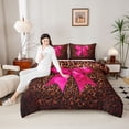 thumbnail image 4 of Castle Fairy Pink Ribbon Bow Full Size Comforter Sets,Abstract Cheetah Print Bedding Sets, 4 of 8