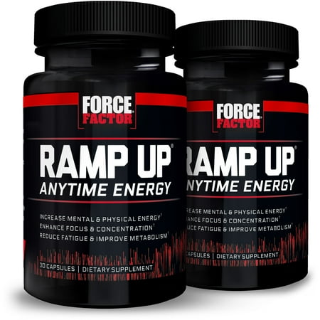 (2 pack) (2 pack) Force Factor Ramp Up Anytime Energy Sugar-Free Zero Calorie Energy Pill with B Vitamins, Green Tea Extract, Caffeine, 30 Ct.