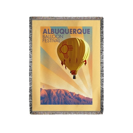 Mexican Animal Blanket Albuquerque, New Mexico - Hot Air Balloon Festival - Lithography Style - Lantern Press Artwork (60x80 Woven Chenille Yarn Blanket) ()