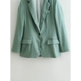thumbnail image 6 of Breezora Women's Casual Single Button Blazer Lapel Open Front Long Sleeve Pocket Jacket M Size Green, 6 of 8