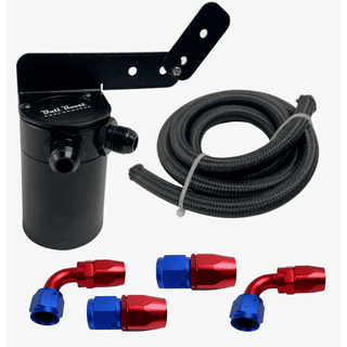 PQY Oil Catch Can Baffled 2 Port Oil Catch Tank Kit Universal Air Oil  Separator