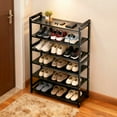 thumbnail image 2 of Zimtown Bamboo Shoe Rack, 6 Tier 24 Pairs Shoe Storage Organizer Space Saving for Entryway Home, Black, 2 of 17