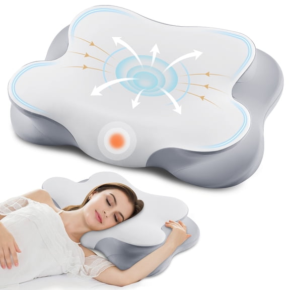 KAIPARA Cervical Neck Pillow for Pain Relief, Ergonomic Side Sleeper Pillow for Neck Support, Cooling Memory Foam Pillows for Sleeping, Gray