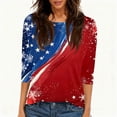thumbnail image 4 of Women's T-Shirts Patriotic Star Print 250th Anniversary USA Crew Neck 3/4 Sleeve Independence Day, 4 of 5