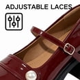 thumbnail image 5 of CHICVOMEY Women's Patent Leather Mary Jane Heels Block Heel Platform Pumps with Pearl Buckle Strap Closed Round Toe Chunky Heel Shoes for Work Wedding Casual, 5 of 7