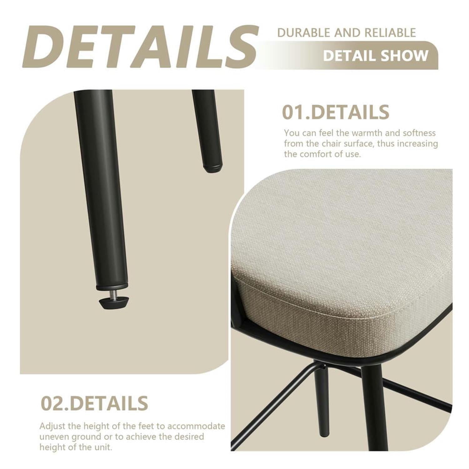 Demi Bonn 35" Counter Height Bar Stools Set of 2, Swivel Barstools with Soft Cushioned Back, Kitchen Island Countertop Chairs for Dining Room, Beige