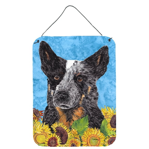 Australian Cattle Dog in Summer Flowers Wall or Door Hanging Prints