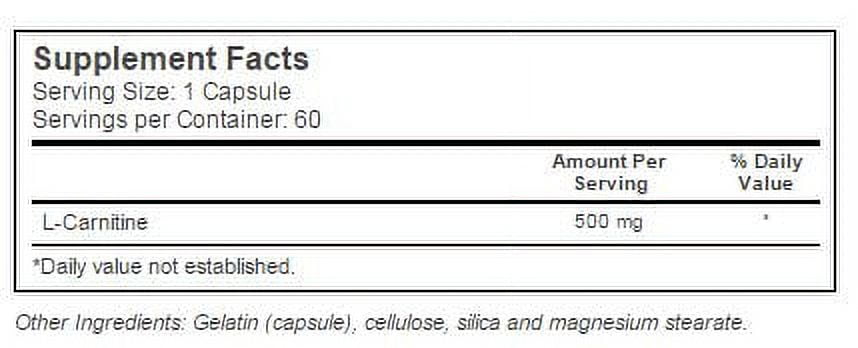 Solaray - Brandclub - Solaray L-Carnitine 500mg, 60 Ct