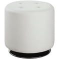 thumbnail image 1 of Coaster Contemporary Tufted Faux Leather Round Swivel Ottoman in White, 1 of 4