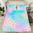 thumbnail image 2 of Castle Fairy Cheetah Leopard Print Twin Sheet Sets 3pcs for Girls Female Women,Abstract Gradient Glitter Twin Fitted Sheet Microfiber,Dreamy Princess Breathable Flat Sheet,Luxury Bedroom Decor, 2 of 7