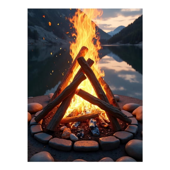 Diamond Art Kits for Adults - Modern Campfire Print No.15 5D Frameless Dimond Painting Kit for Adults Beginner, Round Diamond Kits for Home Wall Decor, Gift for Women