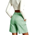 thumbnail image 5 of QATAINLAV Ladies Striped Gingham Knee Length Bermuda Shorts Baggy Pajama Lounge Shorts Cute Plaid PJ Bottoms with Pockets Green XXXL, 5 of 7