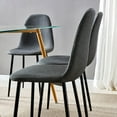 thumbnail image 3 of INO Design 5 Piece Mid Century Clear Glass Dining Table Furniture Set for 4, Fabric Chairs with Metal Leg (Grey), 3 of 6