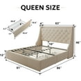 thumbnail image 3 of Virans Queen Bed Frame with 4 Storage Drawers, Upholstered Platform Bed Frame with Type-C & USB Ports, Wingback Storage Headboard,Beige, 3 of 8