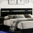 thumbnail image 6 of Furniture of America Malva Solid Wood Eastern King Bed with LED Light in Black, 6 of 8