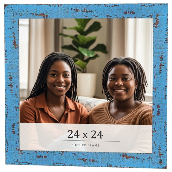 24x24 Frame Blue Solid Wood Picture Frame Width 1.125 Inches | Interior Frame Depth 0.5 Inches |