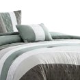 thumbnail image 3 of Owen 5 Piece King Comforter Set, The Urban Port, Striped White, Green, Gray, 3 of 5