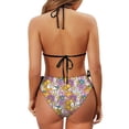 thumbnail image 6 of Uourmeti Women's Retro Groovy Floral Halter Triangle Bikini Set - Sexy Tie Side Two Piece Swimsuit for Beach Vacation, Pool Party & Tropical Getaways, 6 of 9