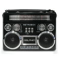 thumbnail image 4 of Dolphin SP-411BT Retro Bluetooth Radio with AM/FM/SW, Rechargeable Battery, USB, SD, AUX, Telescoping Antenna, Leather Handle–Speaker with Vintage Design, Black, 4 of 11