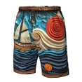 thumbnail image 4 of Balery Whimsical Sailboat Ocean Art Traje de Baño Estilo Hawaiano para Hombre, Shorts de Secado Rápido con Bolsillos-Small, 4 of 6