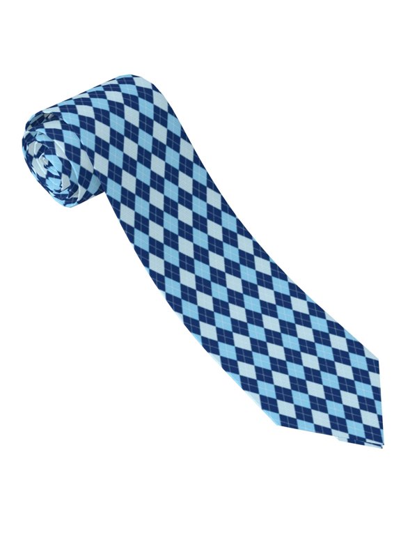 Blue Squares Print Tie For Men Necktie Woven Jacquard Neck Ties,Classic Men's Tie