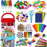 HUA TRADE 557+pcs Arts and Crafts for Kids Ages 3-10 - DIY Kids Arts Crafts Supplies Kit for Toddlers with Pipe Cleaners, Craft Feathers, Sequins, Pom Poms, Wiggle Googly Eyes, Storage Box