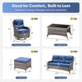 thumbnail image 2 of Giantfurnni Luxury Wicker Patio Furniture with 6-inch Extra Thick Cushions, 6 PCS High Back Outdoor Conversation Set for Yard, Deck, Poolside, Grey Wicker/Blue Cushions, 2 of 14
