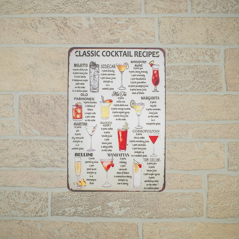 Metal Retro Classic Alcohol Liquor Cocktail Recipes Wall Sign Home Bar Pub Decor Metal Retro Classic Alcohol Liquor Cocktail Recipes Wall Sign Home Bar Pub Decor