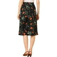 thumbnail image 4 of INSPIRE CHIC Women's High Waisted Split Hem A-Line Floral Skirts, 4 of 7