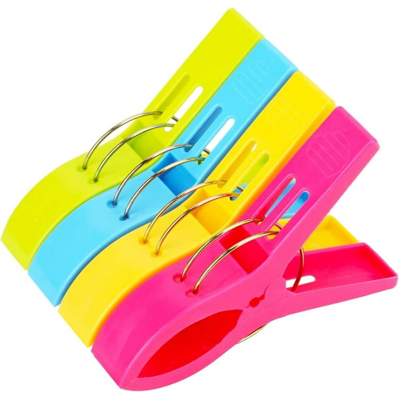 4 Pack, Beach Towel Clips, Plastic clipsr, Towel Clips for Chairs, Pool Towel Clips, Towel Clips for Beach Chair, Blankets, Pool Loungers, Cruise.