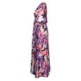thumbnail image 5 of Biekopu Women Summer Casual Long Dress Flower Print V-Neck Short Sleeve High Waist Boho Holiday Dress, 5 of 6