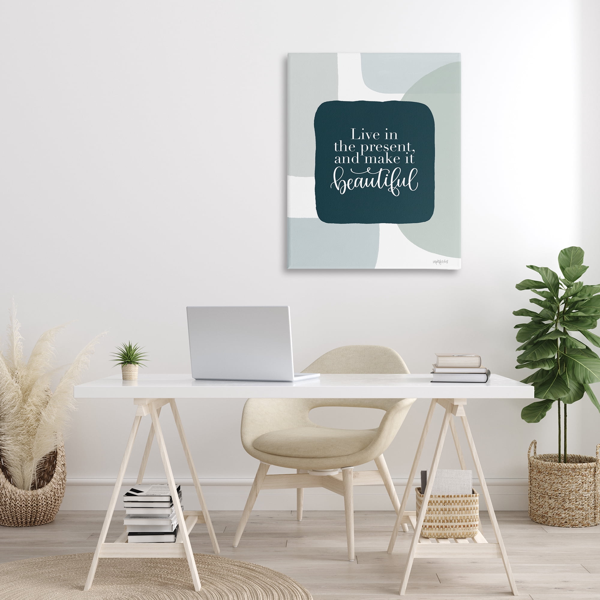 Stupell Industries Live In The Present Typography Painting Gallery Wrapped Canvas Art Print Wall Art, 30 x 40