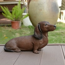 Hi-Line Gifts Sitting Brown Dachshund Outdoor Garden Statue - 15"