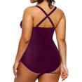 thumbnail image 3 of GHSDFBB Women Plus Size One Piece Swimsuits V Neck Tummy Control Bathing Suits Retro Ruched Swimwear, 3 of 6