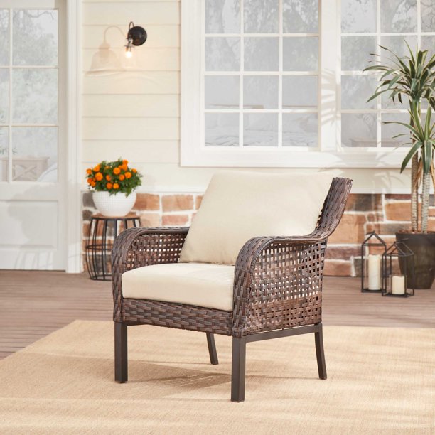 Mainstays Tuscany Ridge Weather Resistant Wicker Outdoor Lounge Chair