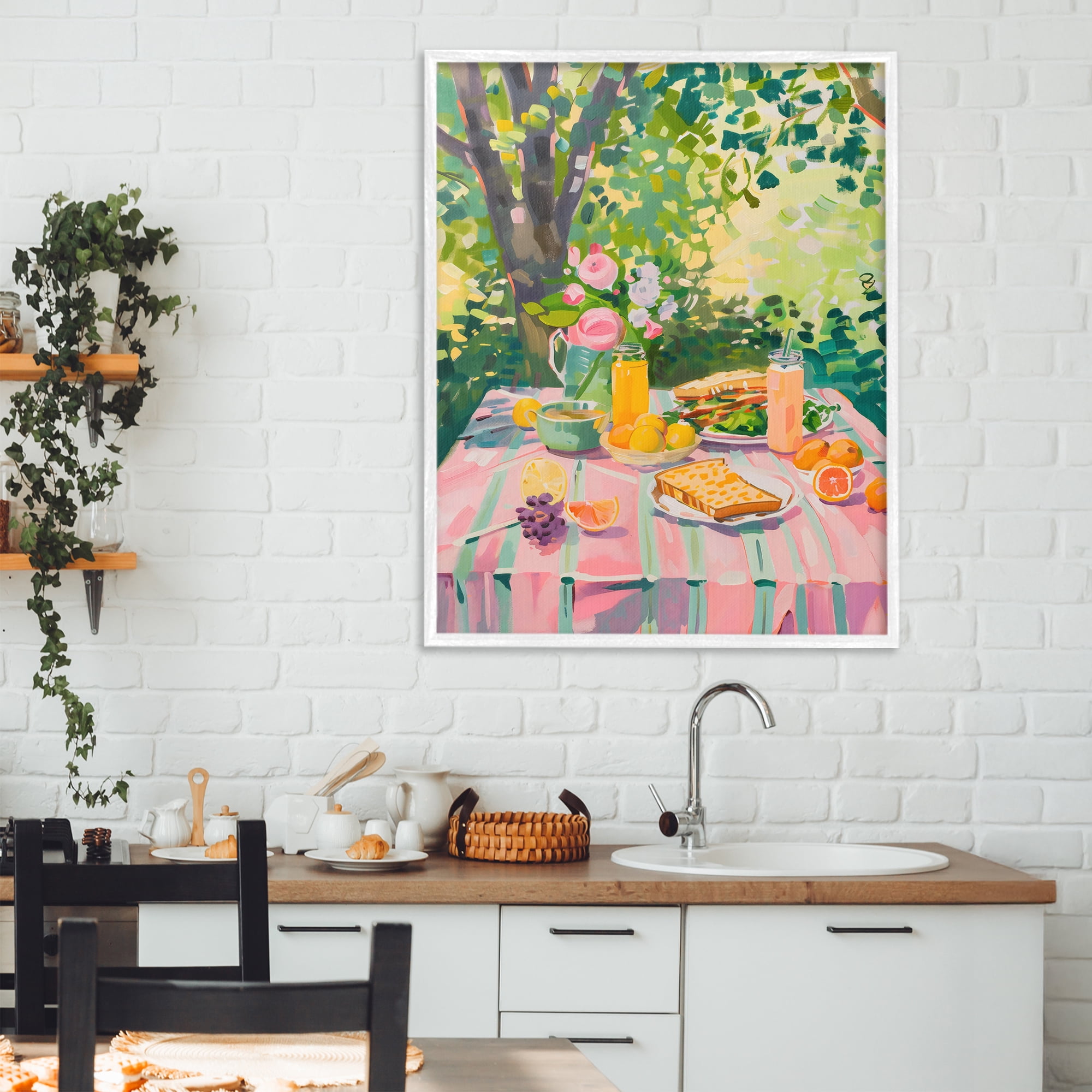 Stupell Industries Breakfast Picnic in Garden White Framed Giclee Art, design by The Prints Vibe
