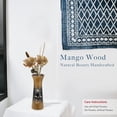 thumbnail image 2 of Rainforest Brown Hand Carved Lily Flower 8-inch Mango Tree Set of 2 Wood Vase, 2 of 5